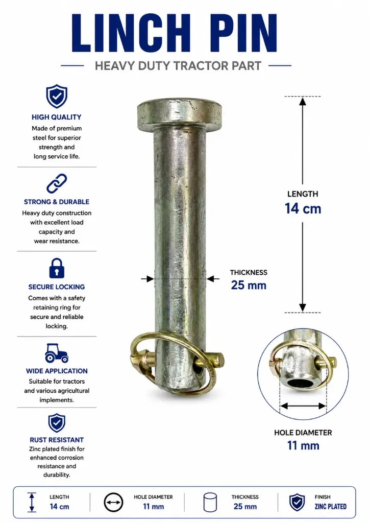 مسمار ربط حراثة مجلفن L14cm-D11mm