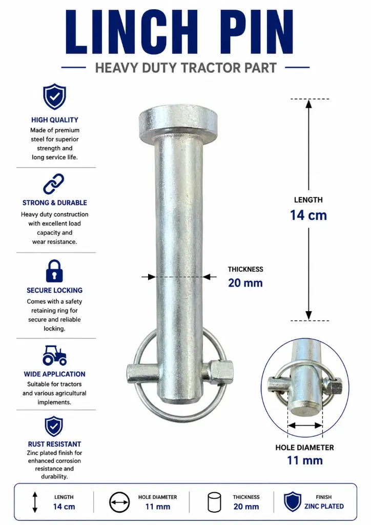مسمار ربط حراثة مجلفن L14cm-D11mm-T20mm
