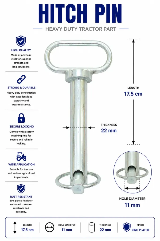 مسمار ربط حراثة مجلفن L17.5cm-D11mm