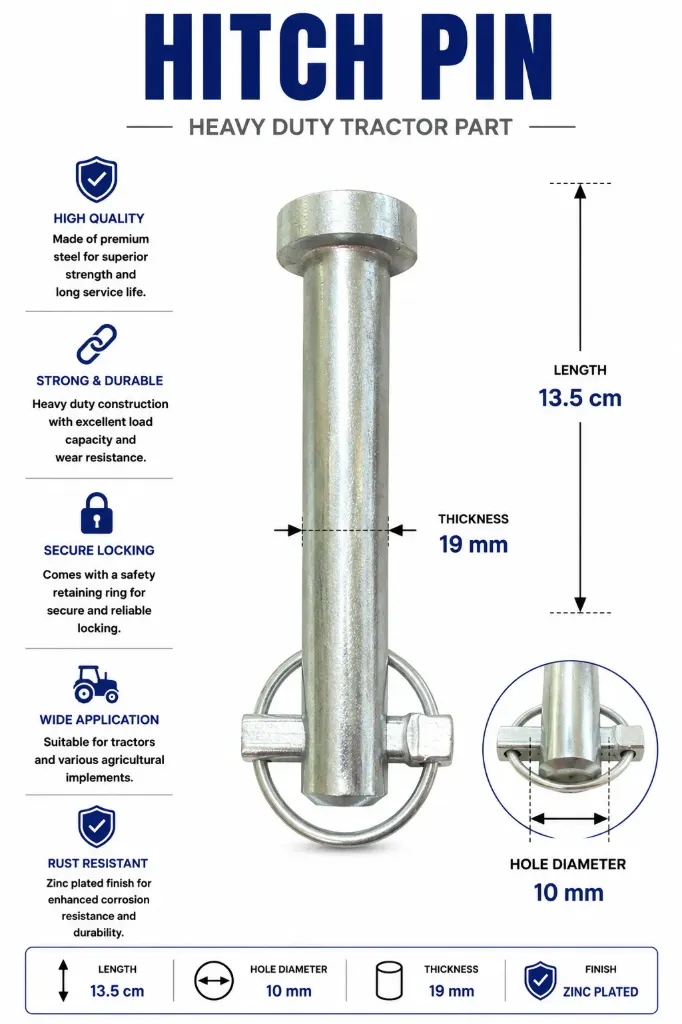 مسمار ربط حراثة مجلفن L13.5cm-D10mm