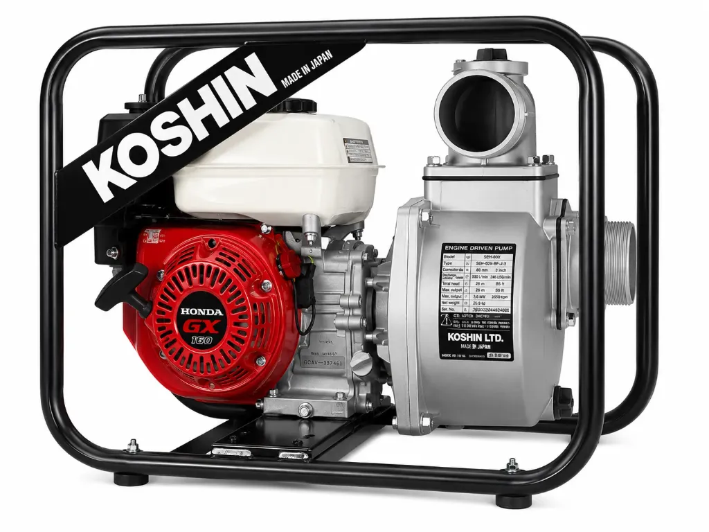 [PMP-KSH-SEH80X-GX160-JP] ماطور ماء KOSHIN SEH-80X 3" Gasoline Water Pump with Honda GX160 Engine – Made in Japan